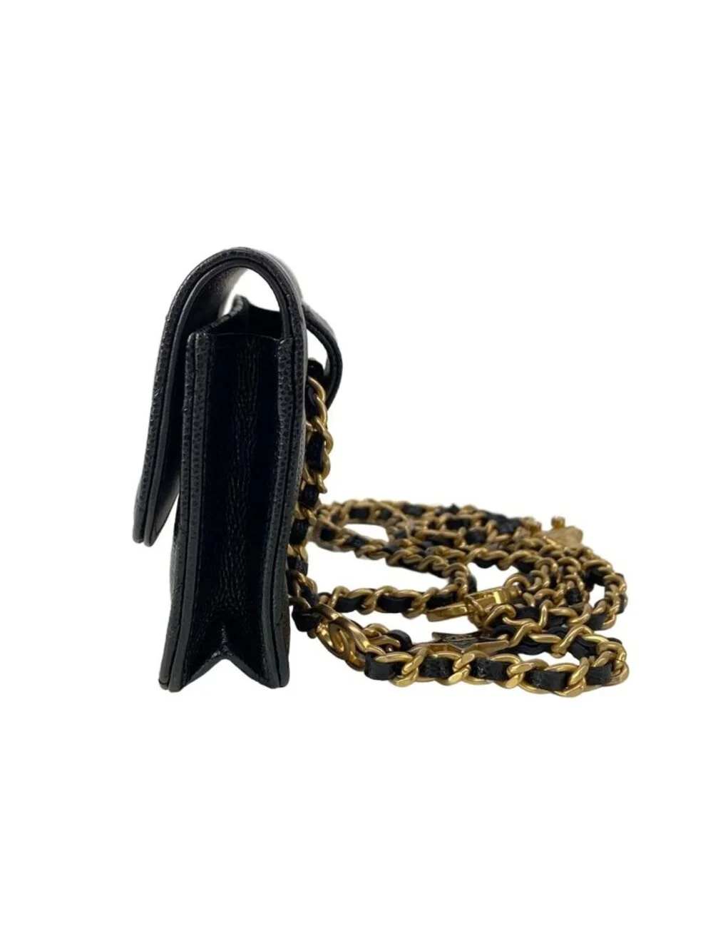 Chanel Waist Pouch Quilted Black Mini Bag Chain Belt Matt Togo